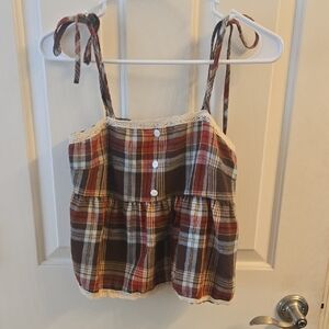 Plaid Women's Top with Adjustable Straps